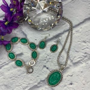 Oval Necklace, Bracelet, Earring set